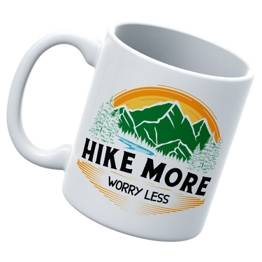 Hike More Worry Less White Coffee Mug